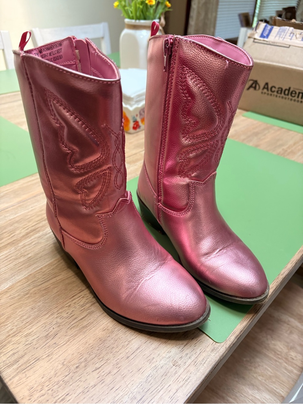 Metallic Pink Girls' Western Boots